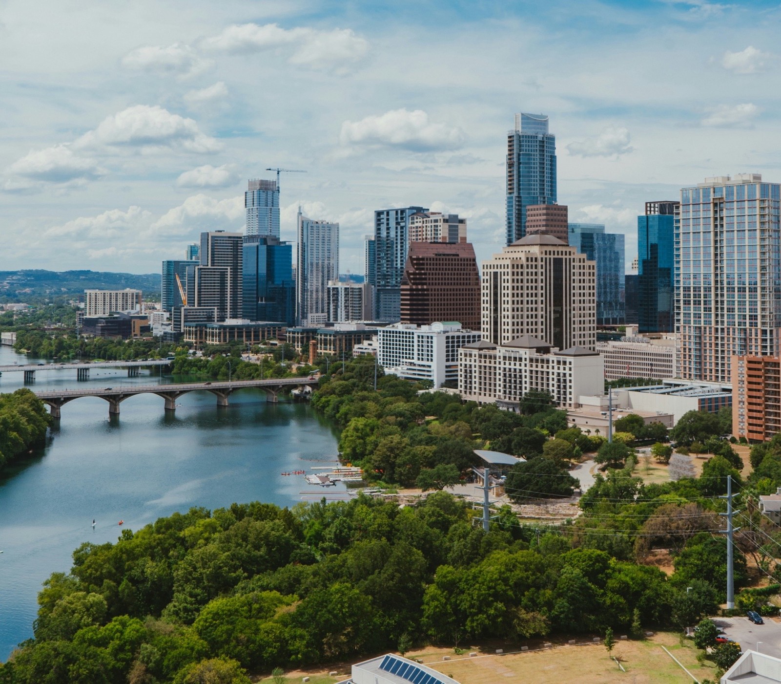 The downtown Austin skyline over Lady Bird Lake