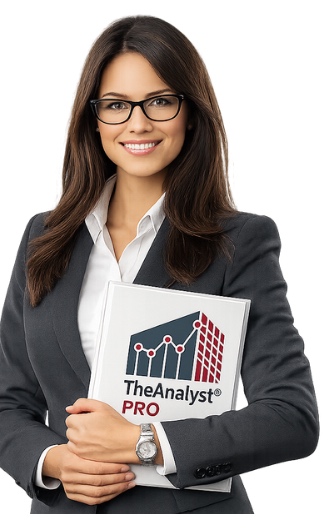 An analyst holding a TheAnalyst PRO report