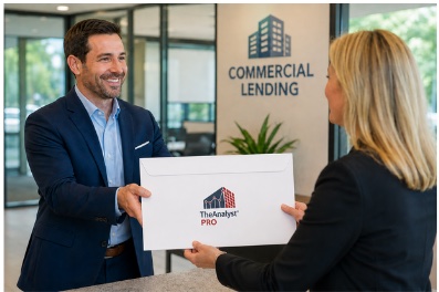 A broker handing a lender a complete financing package