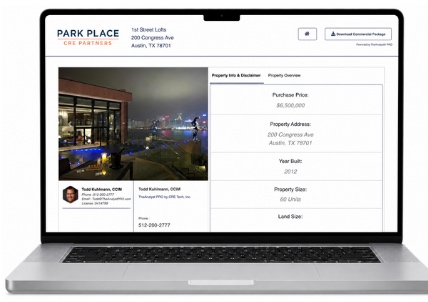 A hosted property website open on a laptop